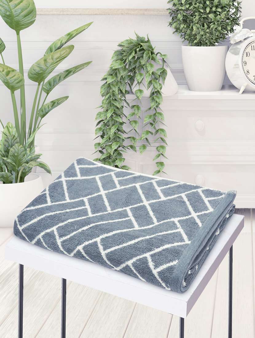 bianca mercerized combed cotton bumpy-stripes towels -1pc bath towel (sonoma) solid-grey