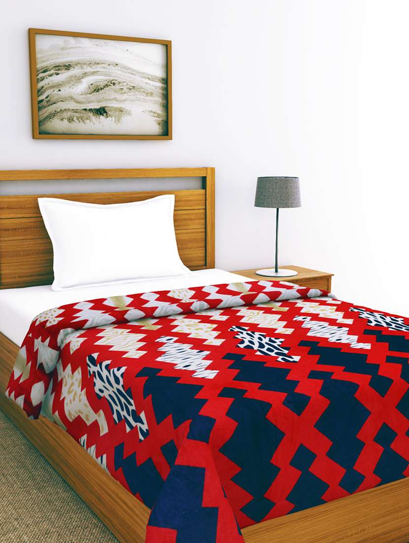 bianca soft & fluffy [german.tech] double-bed ac blanket  -1pc set- (nautical) abstract-red/blue
