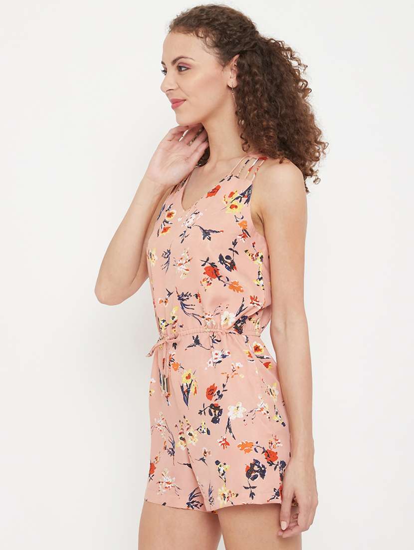 drawstring waist floral romper  - 17583901 -  Standard Image - 1
