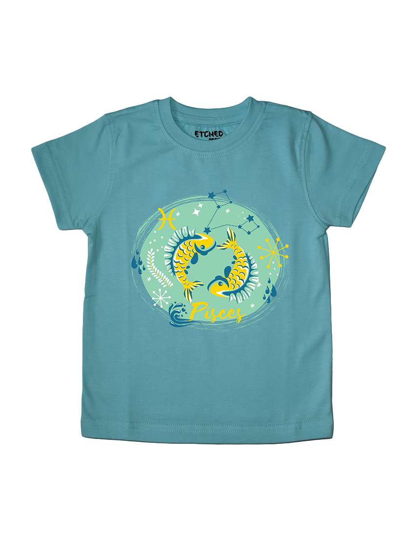 etched design boys zodiac sign tshirt "pisces"