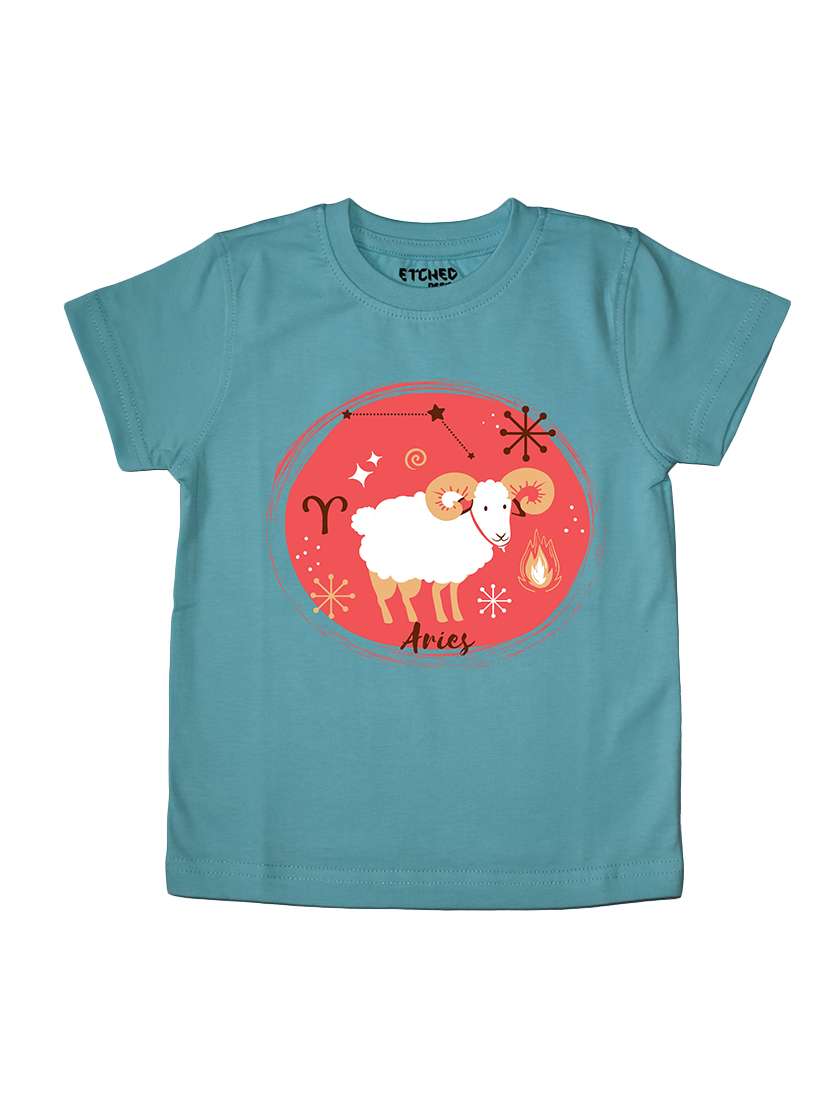 etched design boys zodiac sign tshirt "aries"