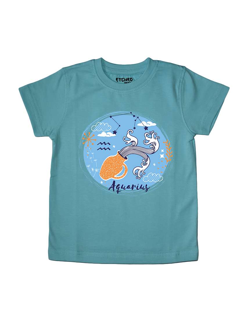 etched design boys zodiac sign tshirt "aquarius"