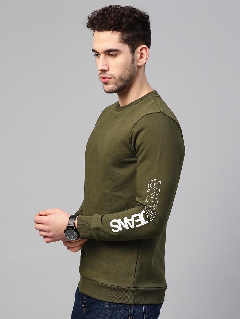 olive green printed sweatshirt - 17584145 - Standard Image - 1
