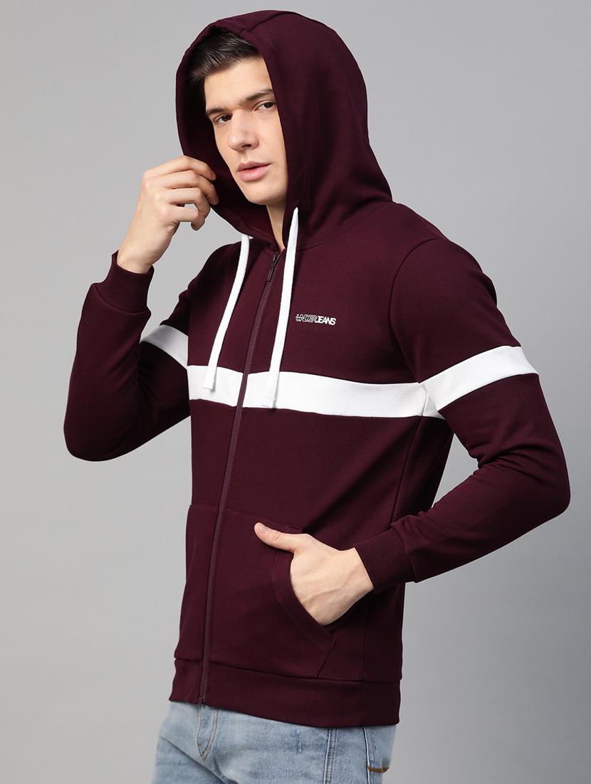 maroon color block cut & sew sweatshirt - 17584168 - Standard Image - 1