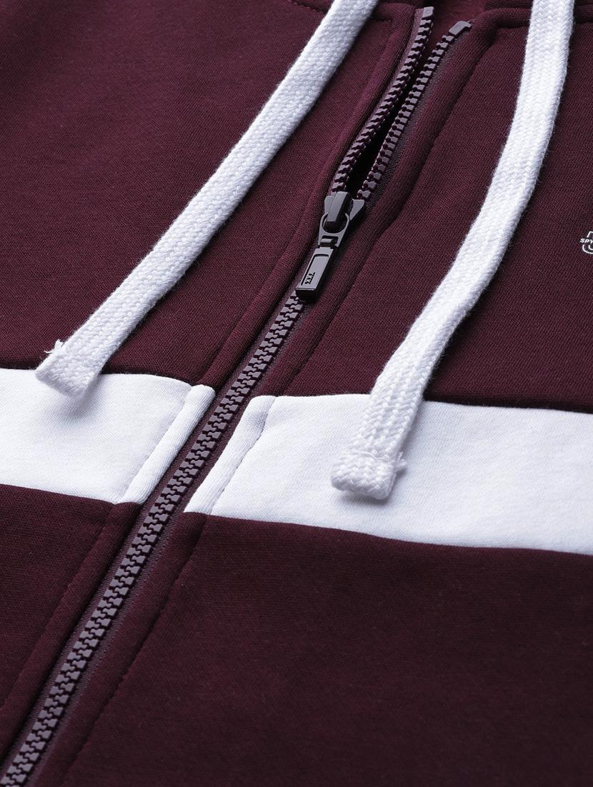 maroon color block cut & sew sweatshirt - 17584168 - Standard Image - 4