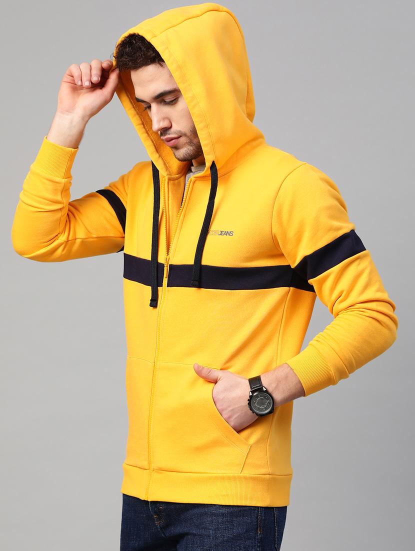 yellow color block cut & sew sweatshirt - 17584169 - Standard Image - 1