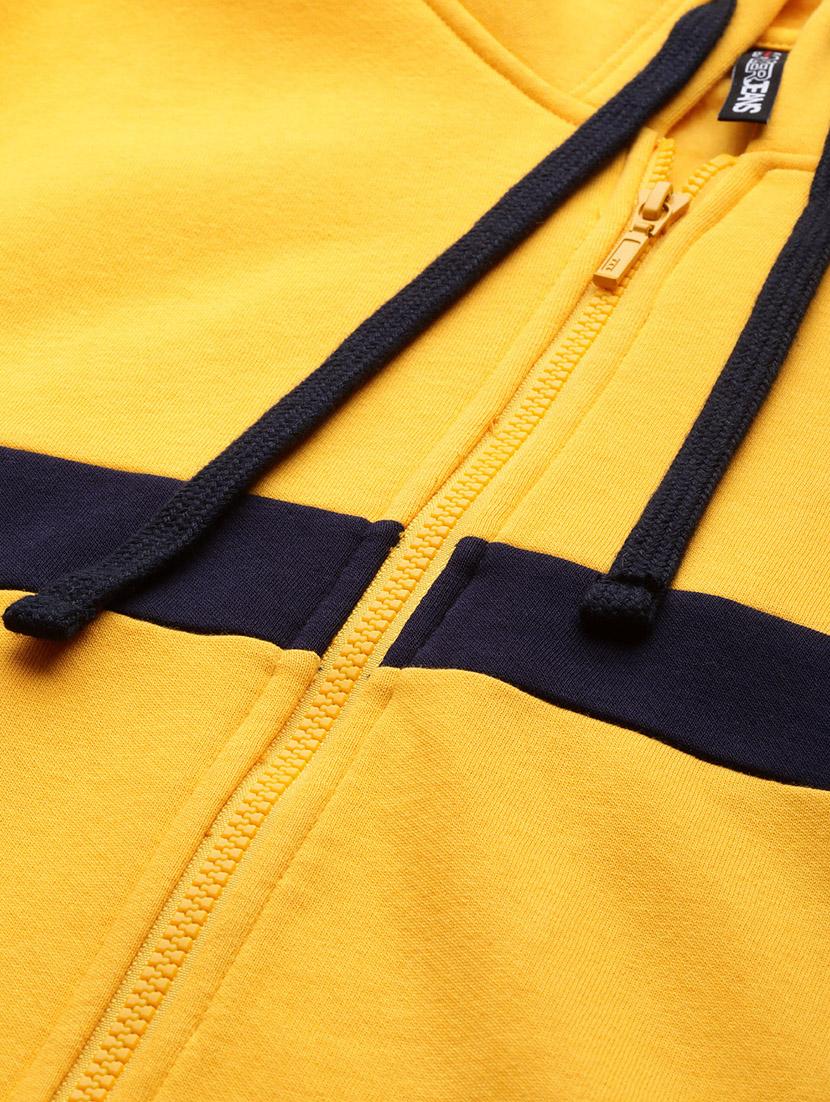 yellow color block cut & sew sweatshirt - 17584169 - Standard Image - 4