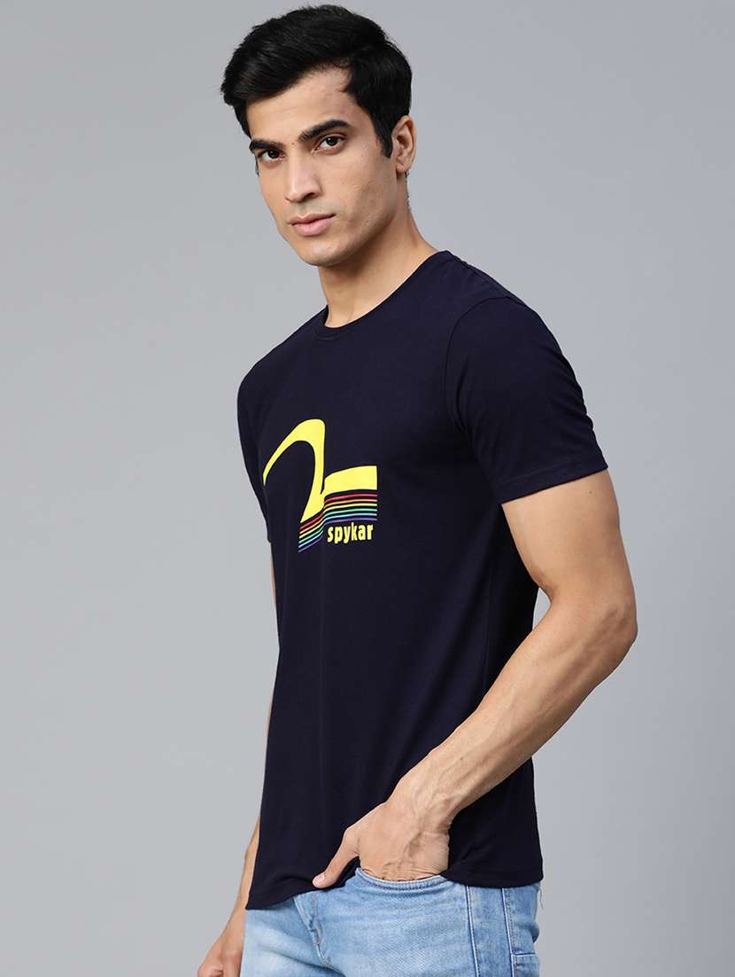 navy blue printed t-shirt - 17584185 -  Standard Image - 1