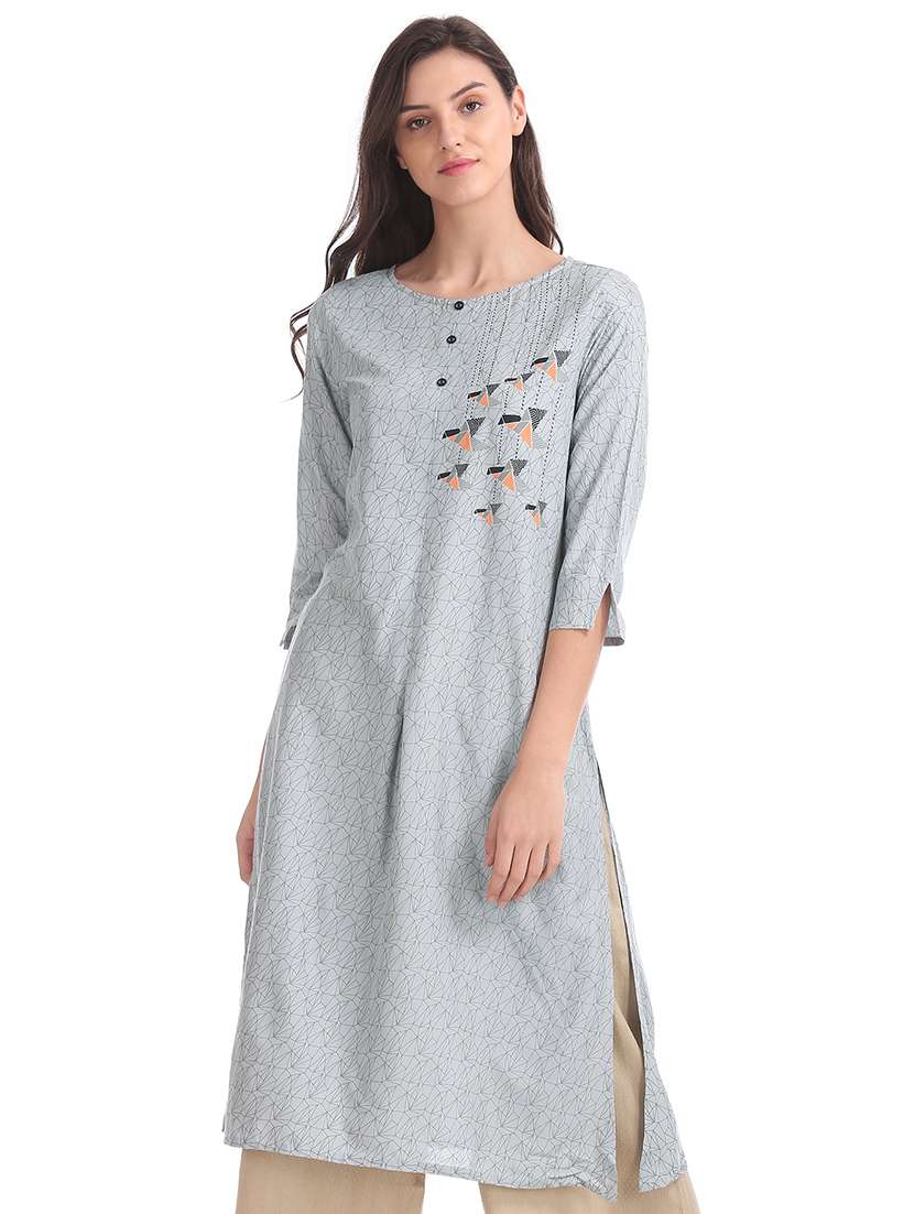 printed straight kurta