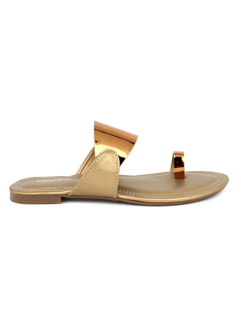 copper synthetic slip on sandals - 17584946 - Standard Image - 1
