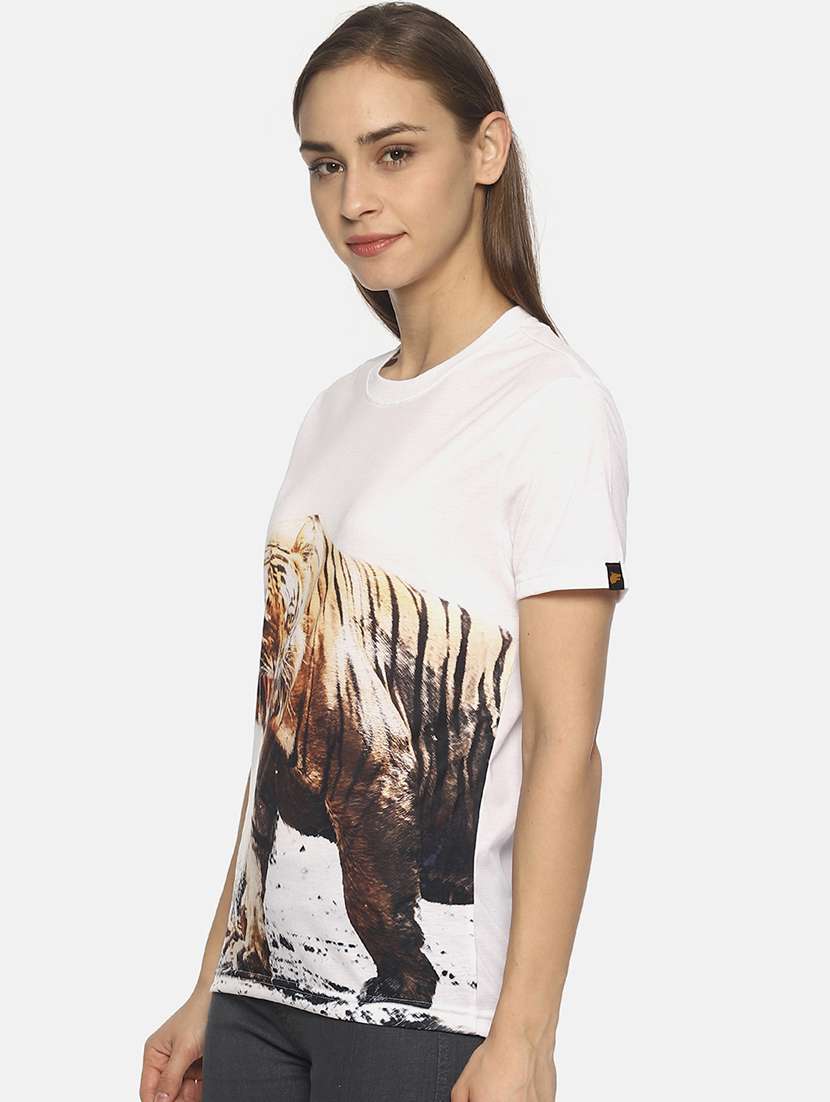 women's front print crew neck t-shirt - 17585189 -  Standard Image - 1