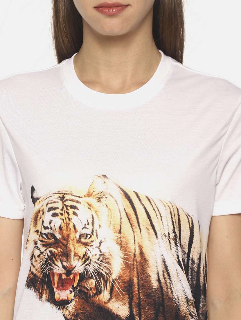 women's front print crew neck t-shirt - 17585189 -  Standard Image - 4