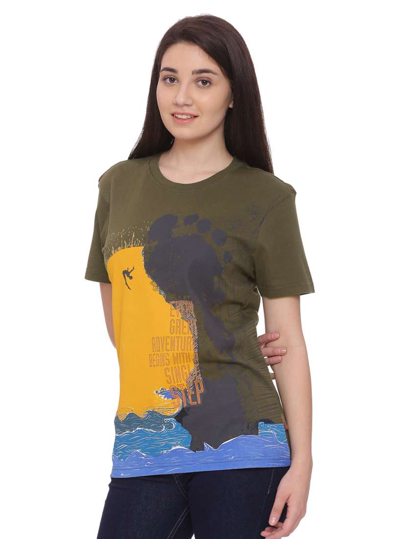 women's front print crew neck t-shirt - 17585190 - Standard Image - 1
