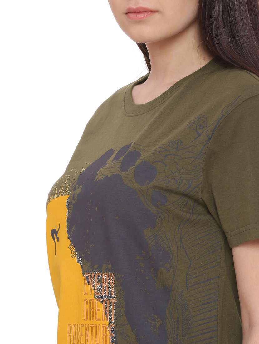 women's front print crew neck t-shirt - 17585190 - Standard Image - 4