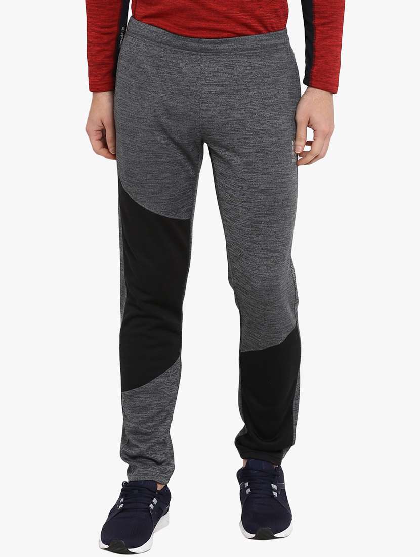 grey color block full length track pant