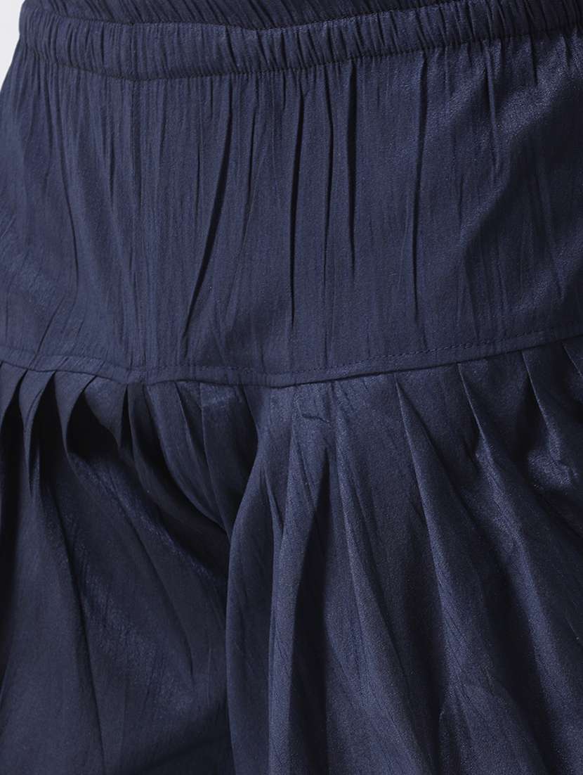 navy blue solid dhoti kurta set with printed bandhgala jacket - 17585728 -  Standard Image - 4