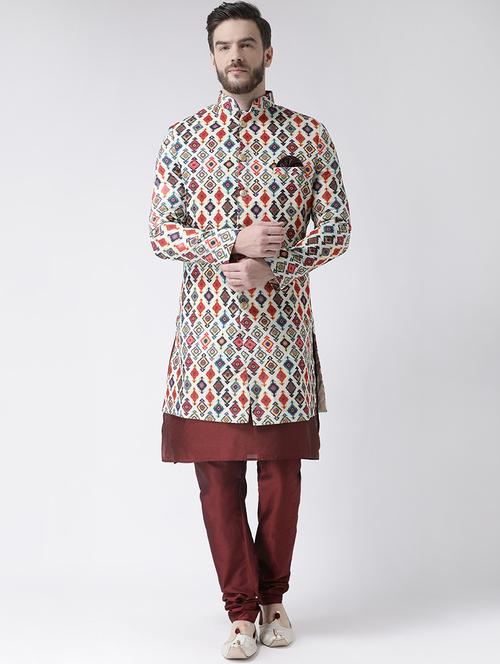 multi colored printed sherwani set - 17585730 -  Standard Image - 0