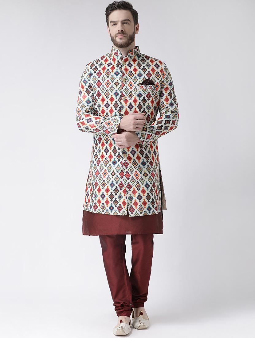 multi colored printed sherwani set - 17585730 -  Zoom Image - 0