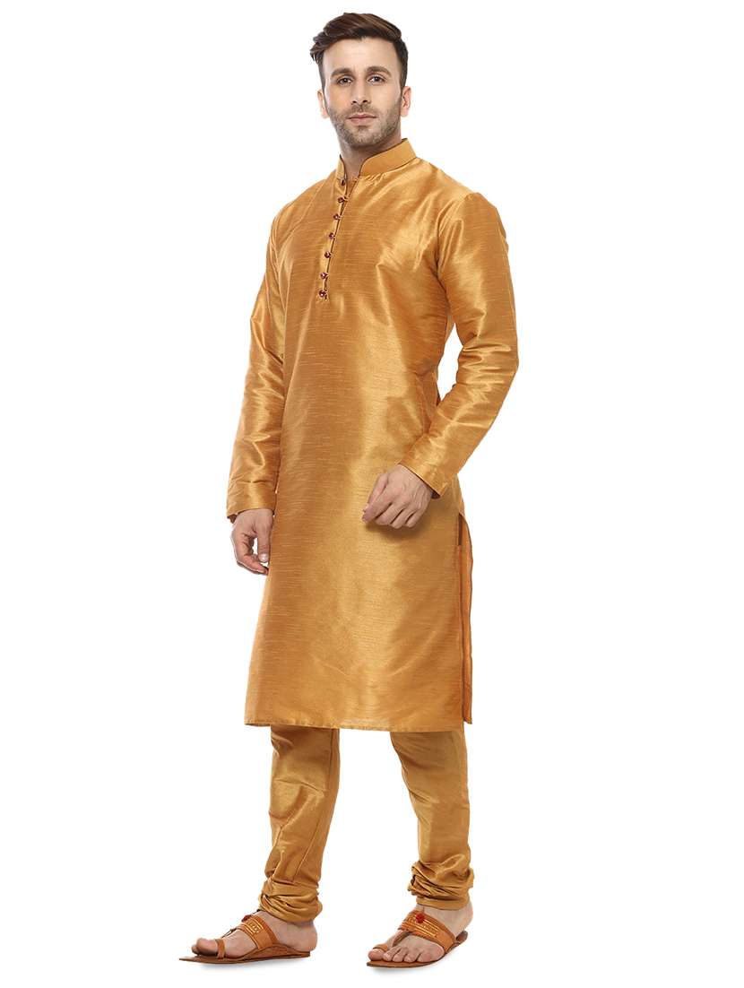 gold solid ethnic wear set  - 17585747 -  Standard Image - 1