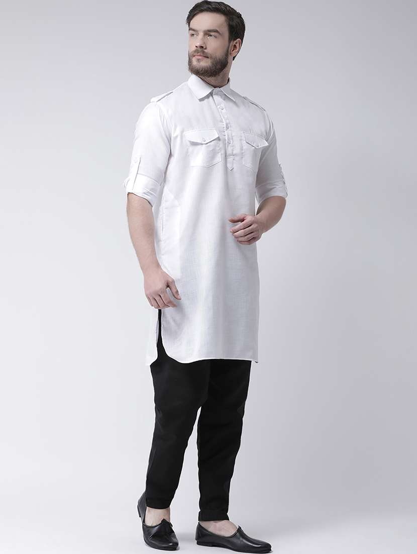 white solid pathani set - 17585778 - Standard Image - 1