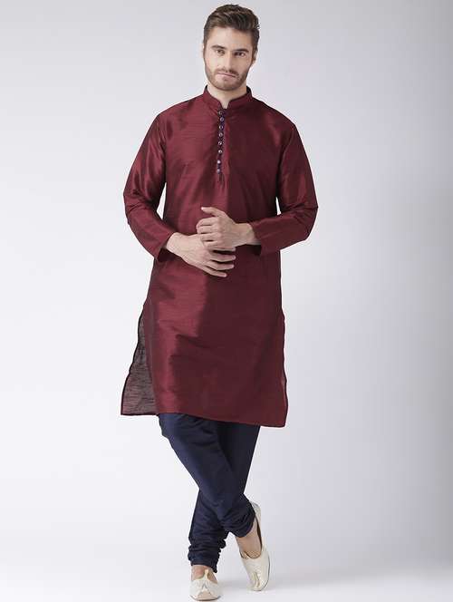 men solid kurta churidar ethnic wear set - 17585911 - Standard Image - 0