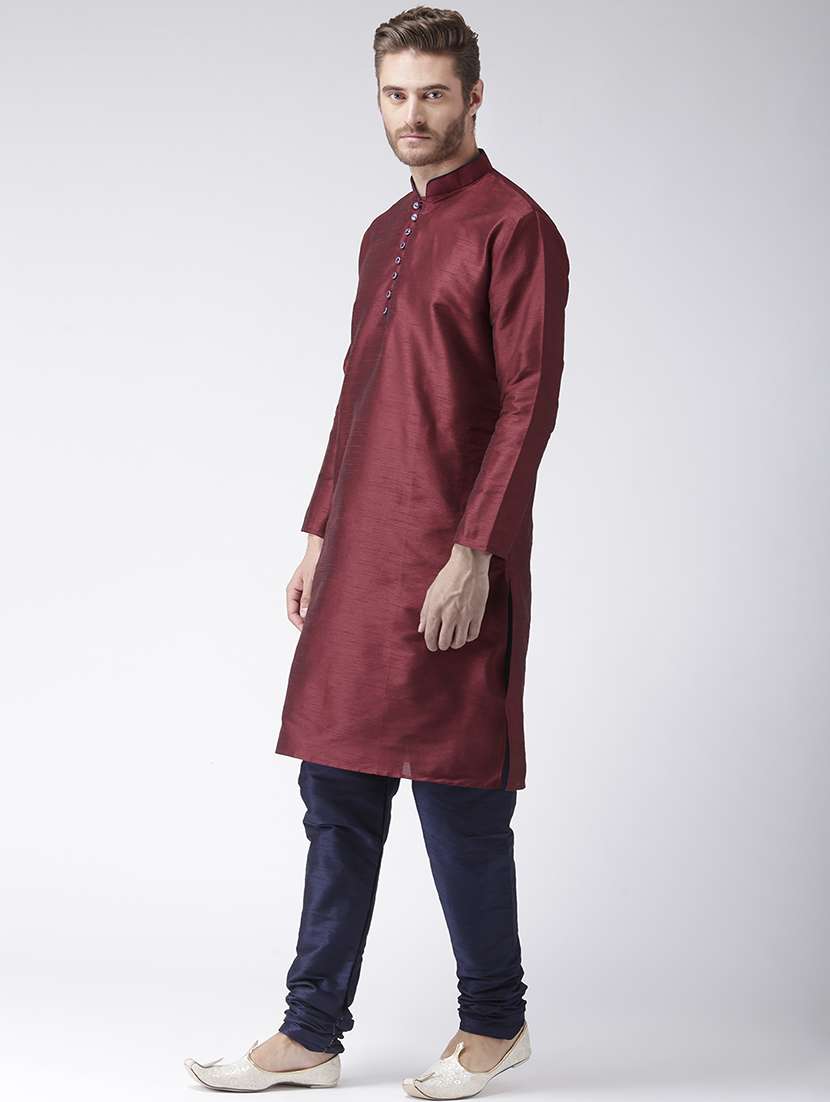 men solid kurta churidar ethnic wear set - 17585911 - Standard Image - 1