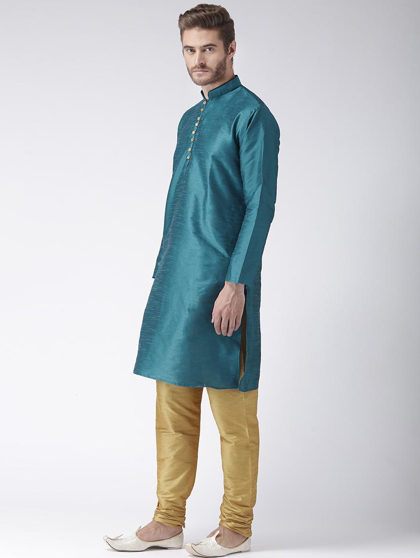 teal solid kurta pyjama set - 17585917 -  Standard Image - 1