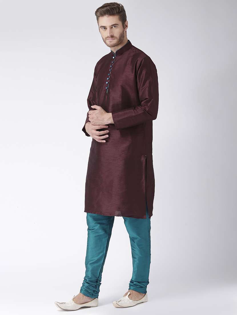 brown solid kurta pyjama set - 17585918 - Standard Image - 1