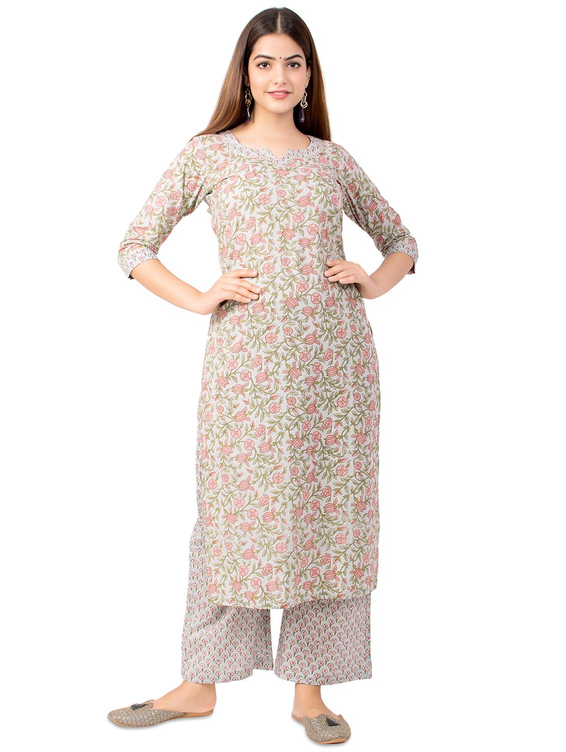 grey kurta palazzo set - 17587068 - Zoom Image - 0