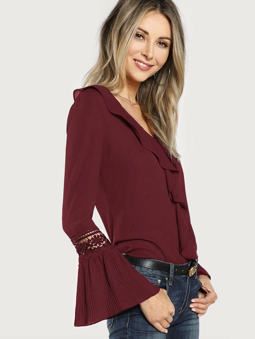 bell sleeved ruffle top - 17587286 - Standard Image - 1