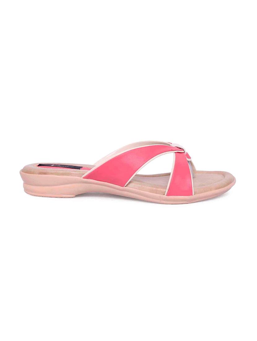 pink leatherette slip on sandals - 17587441 - Standard Image - 1