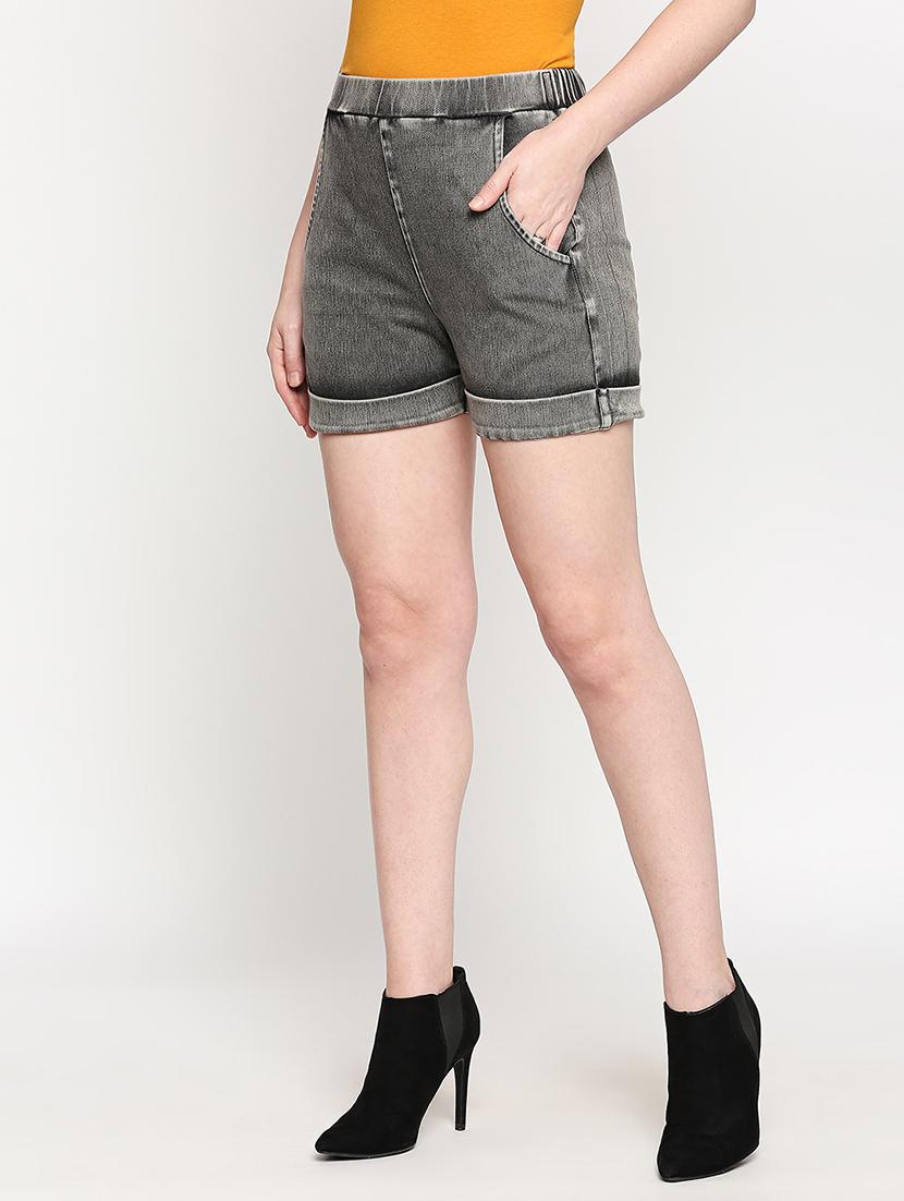 grey denim shorts  - 17588280 -  Standard Image - 1