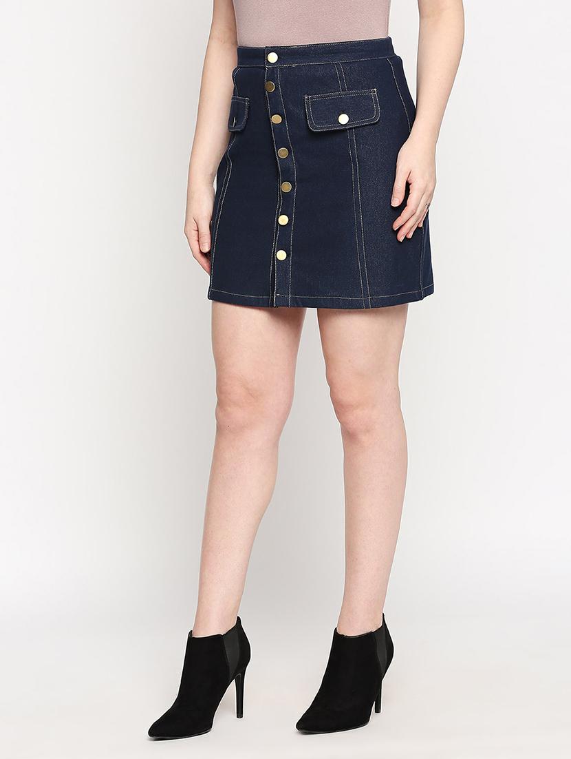 high rise denim skirt - 17588286 - Standard Image - 1