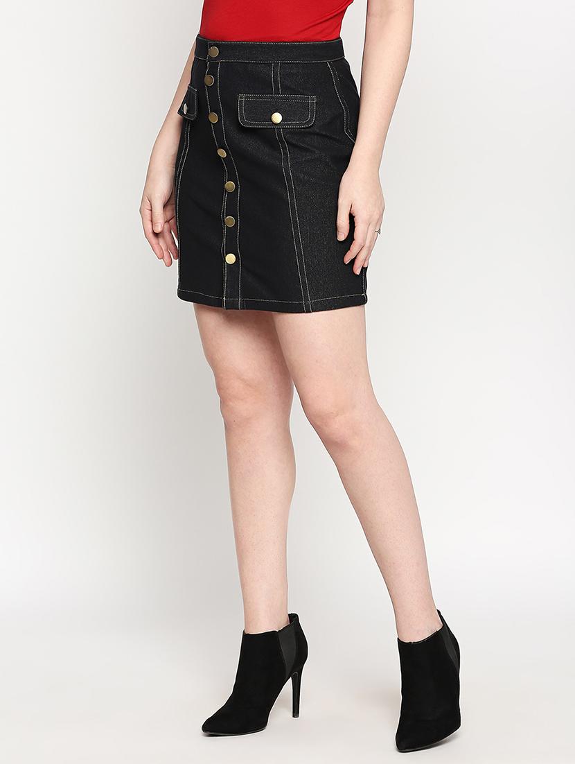 high rise denim skirt - 17588287 - Standard Image - 1