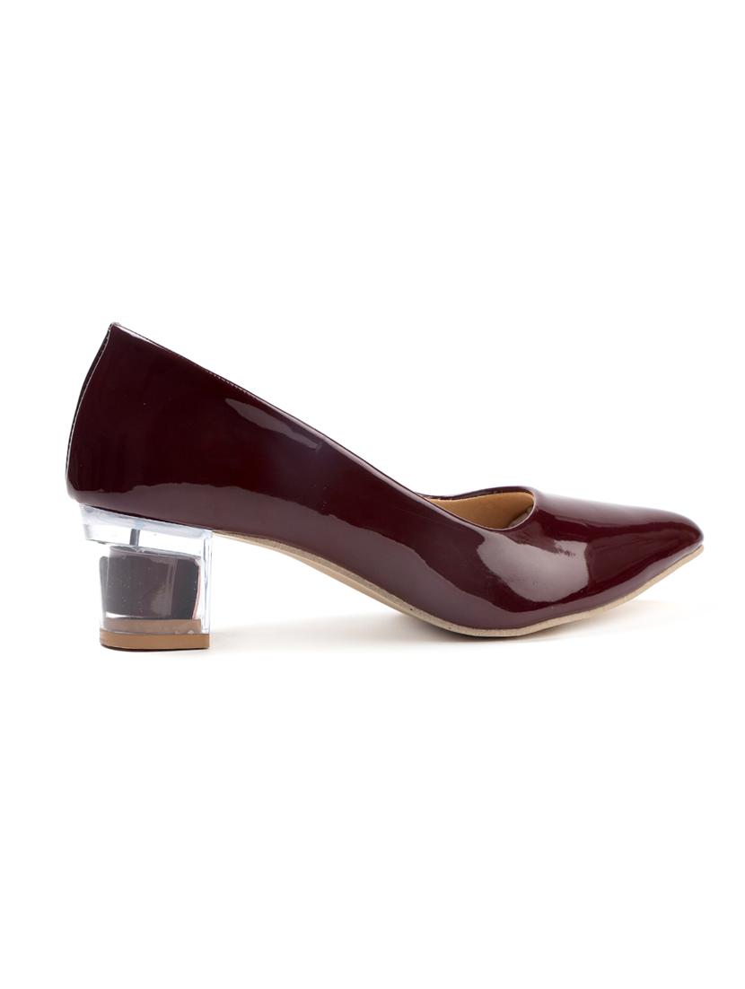 maroon synthetic slip on pumps - 17590548 - Standard Image - 1