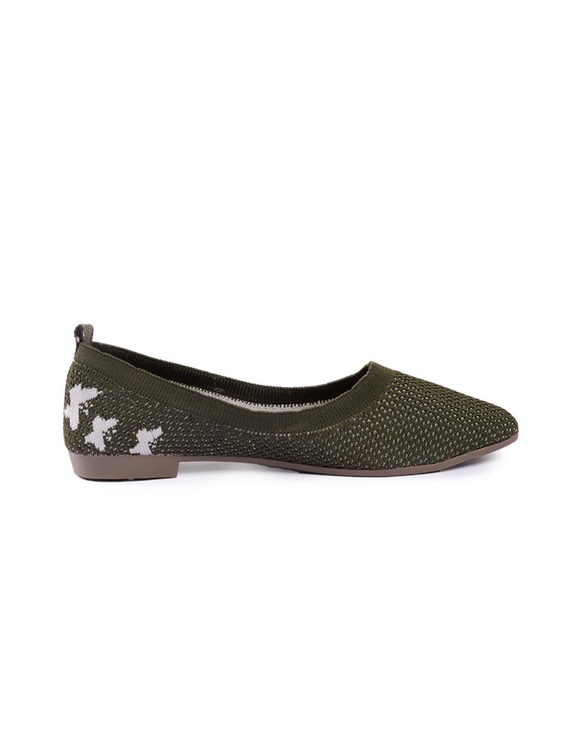 green fabric slip on ballerina - 17590632 -  Standard Image - 1