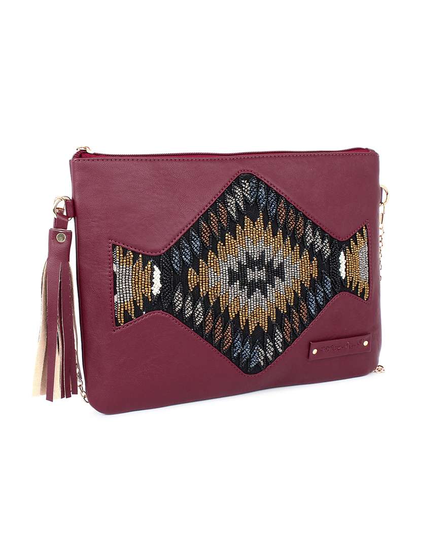 maroon leatherette (pu) regular clutch - 17590656 -  Standard Image - 4