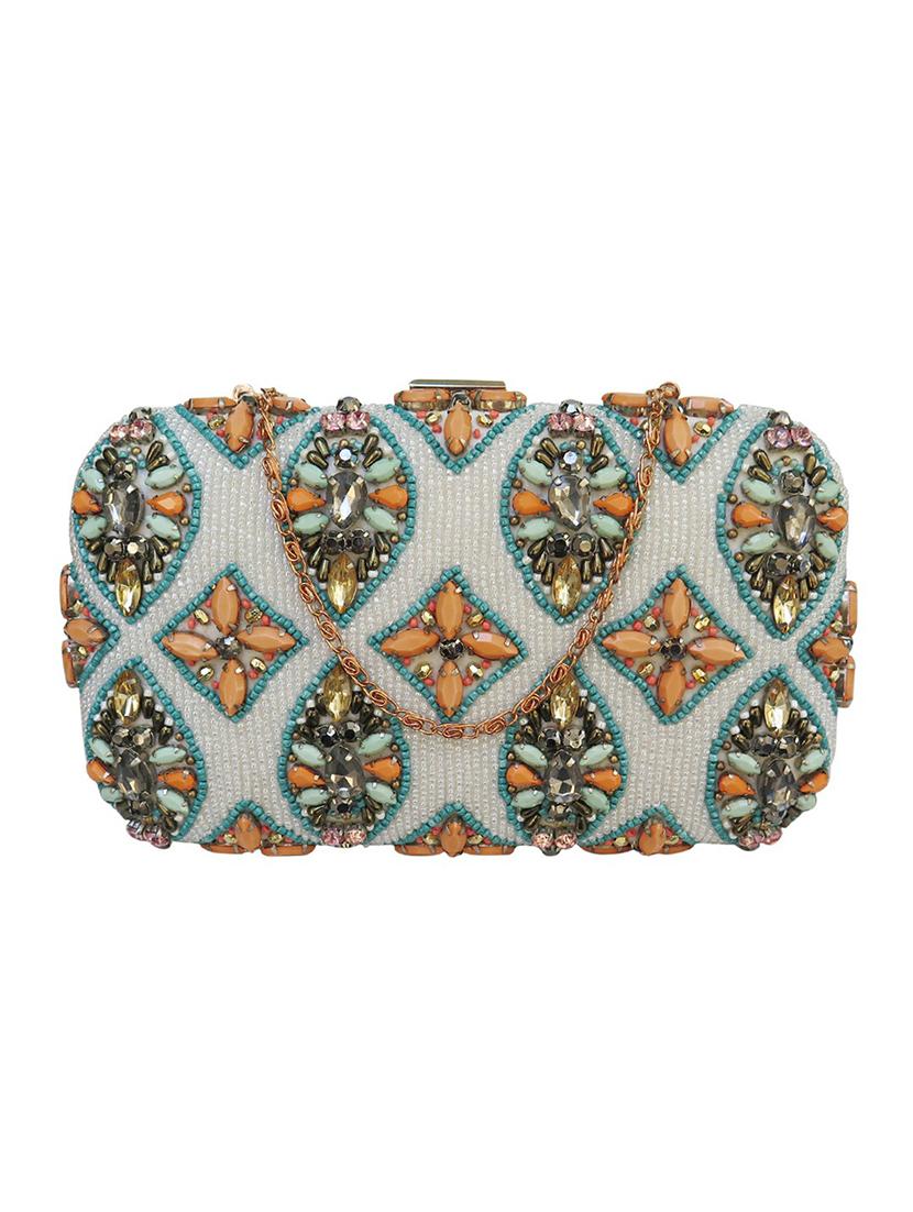 white velvet box clutch - 17590665 -  Zoom Image - 0