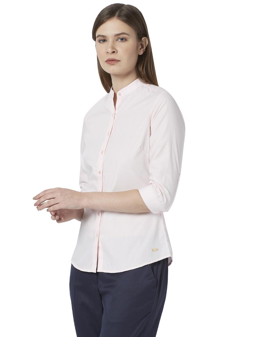 mandarin neck solid shirt - 17590837 - Standard Image - 1
