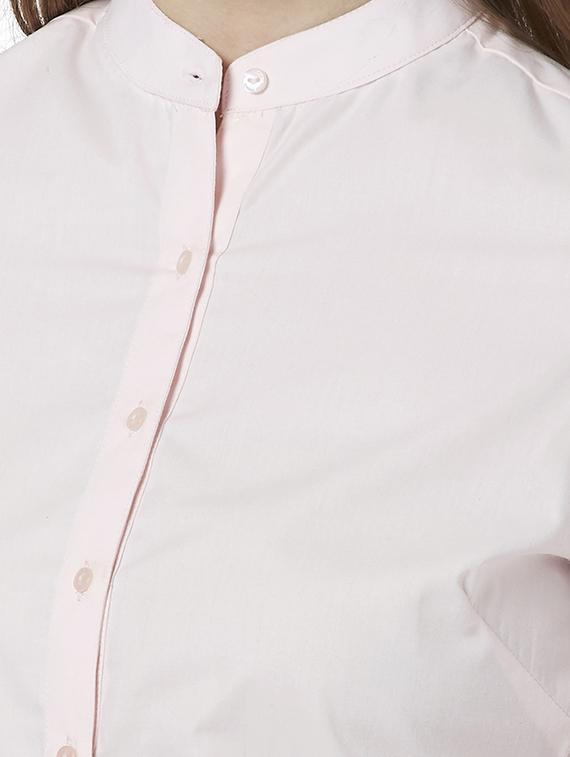 mandarin neck solid shirt - 17590837 - Standard Image - 4