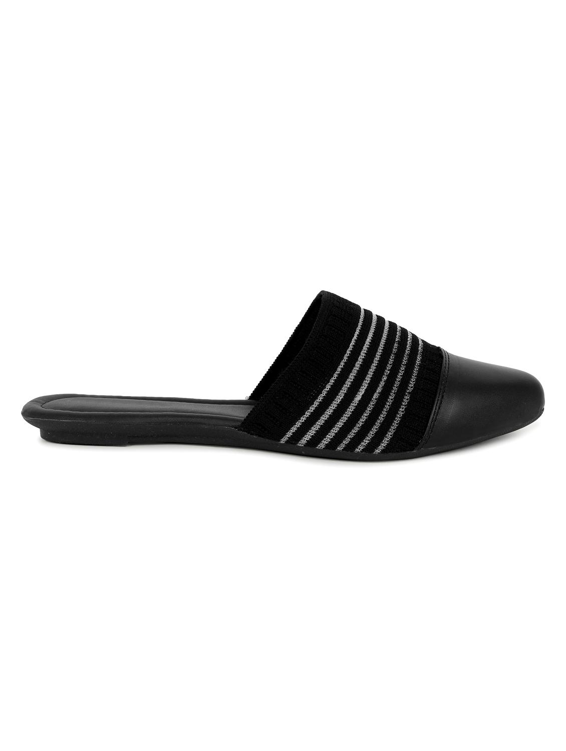 black synthetic slip on sandals - 17591888 -  Standard Image - 1