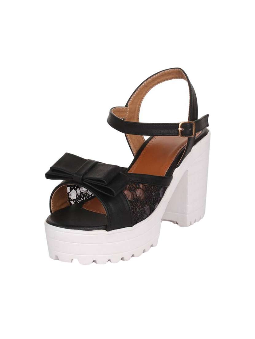 black synthetic slip on sandals - 17591983 -  Standard Image - 1