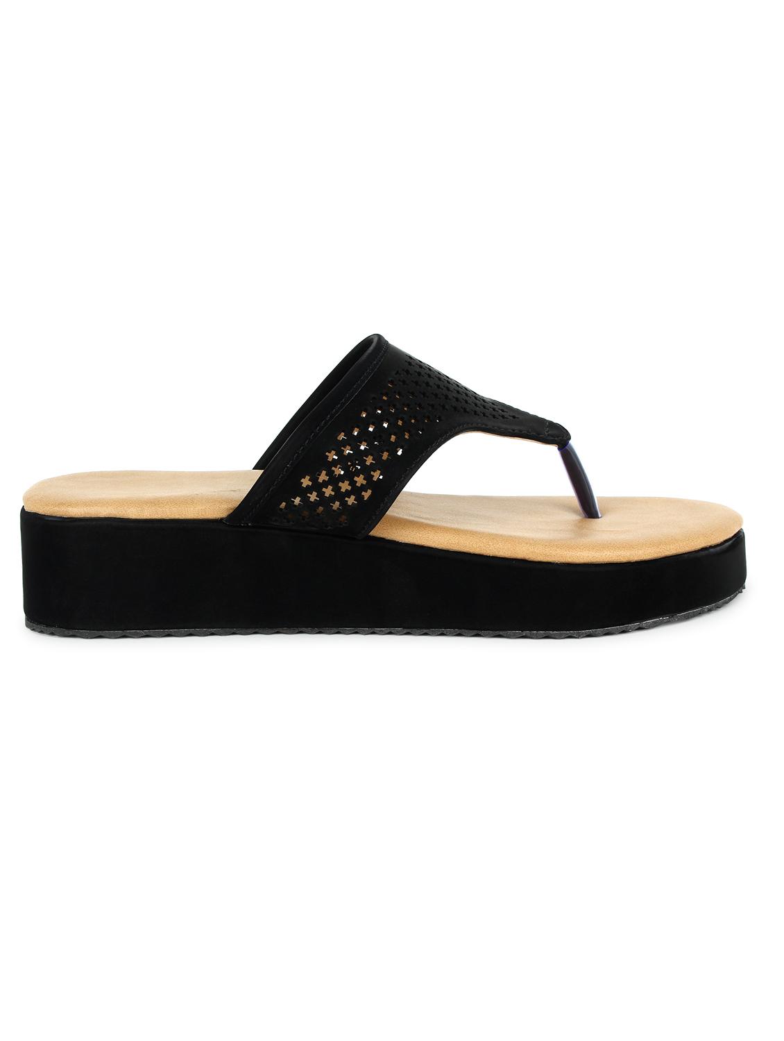 black synthetic tstrap sandals - 17592076 - Standard Image - 1