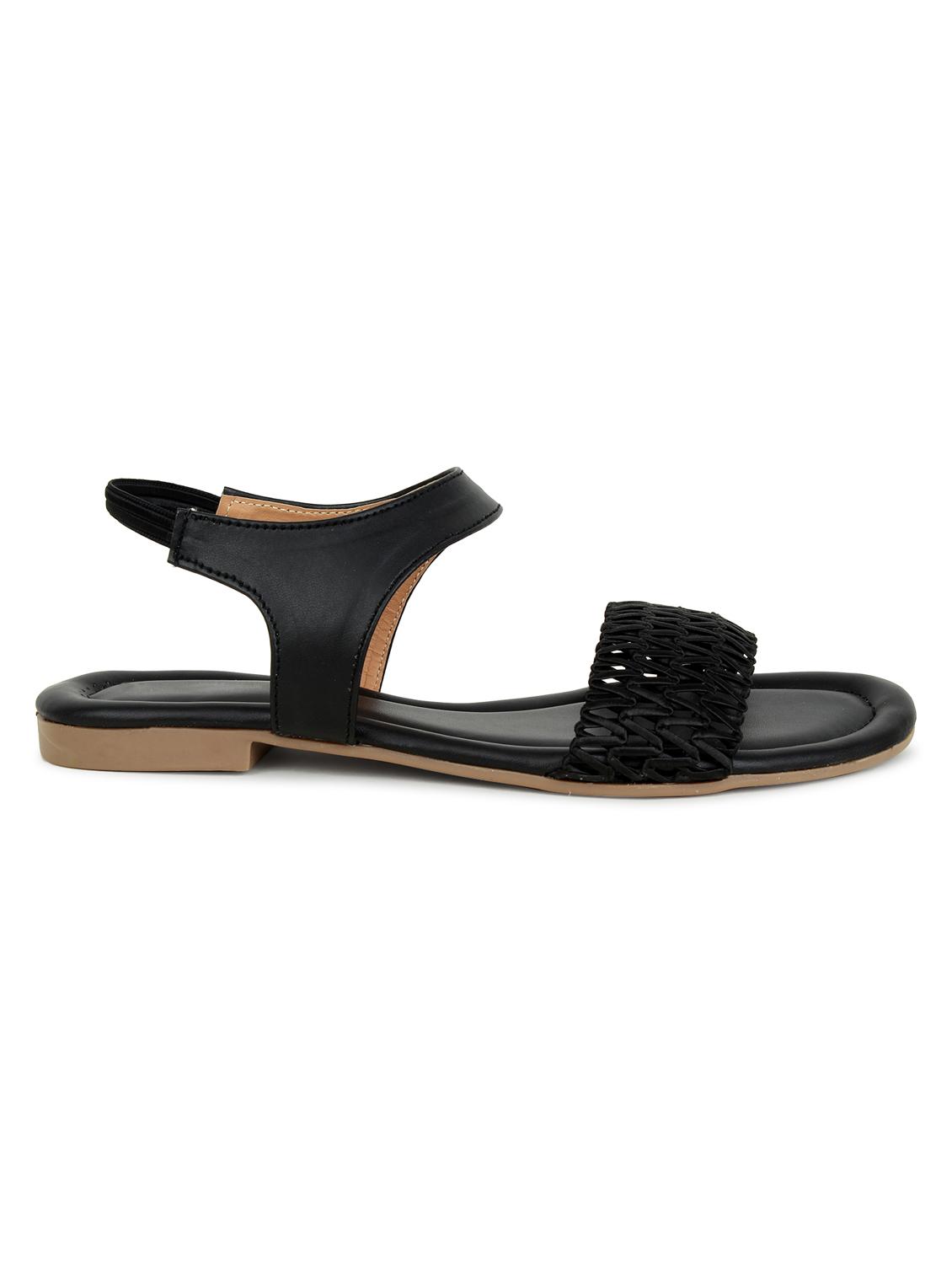 black synthetic slip on sandals - 17592188 -  Standard Image - 1