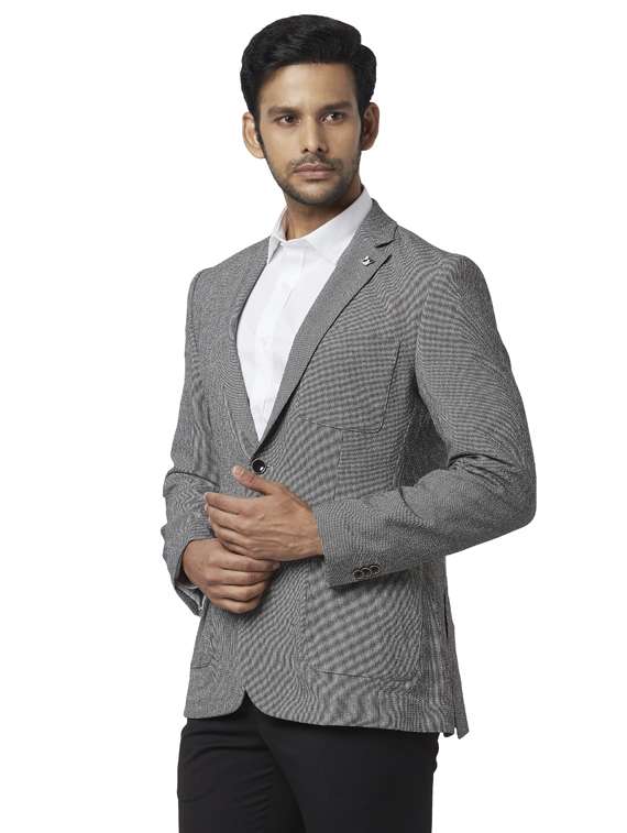 grey self design single breasted formal blazer - 17592325 -  Standard Image - 1