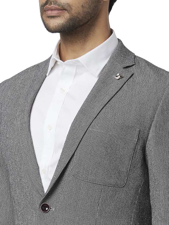 grey self design single breasted formal blazer - 17592325 -  Standard Image - 4