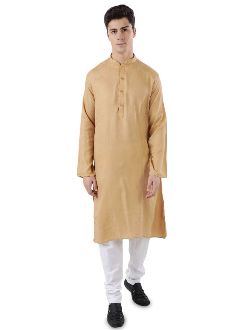 beige jacquard long kurta