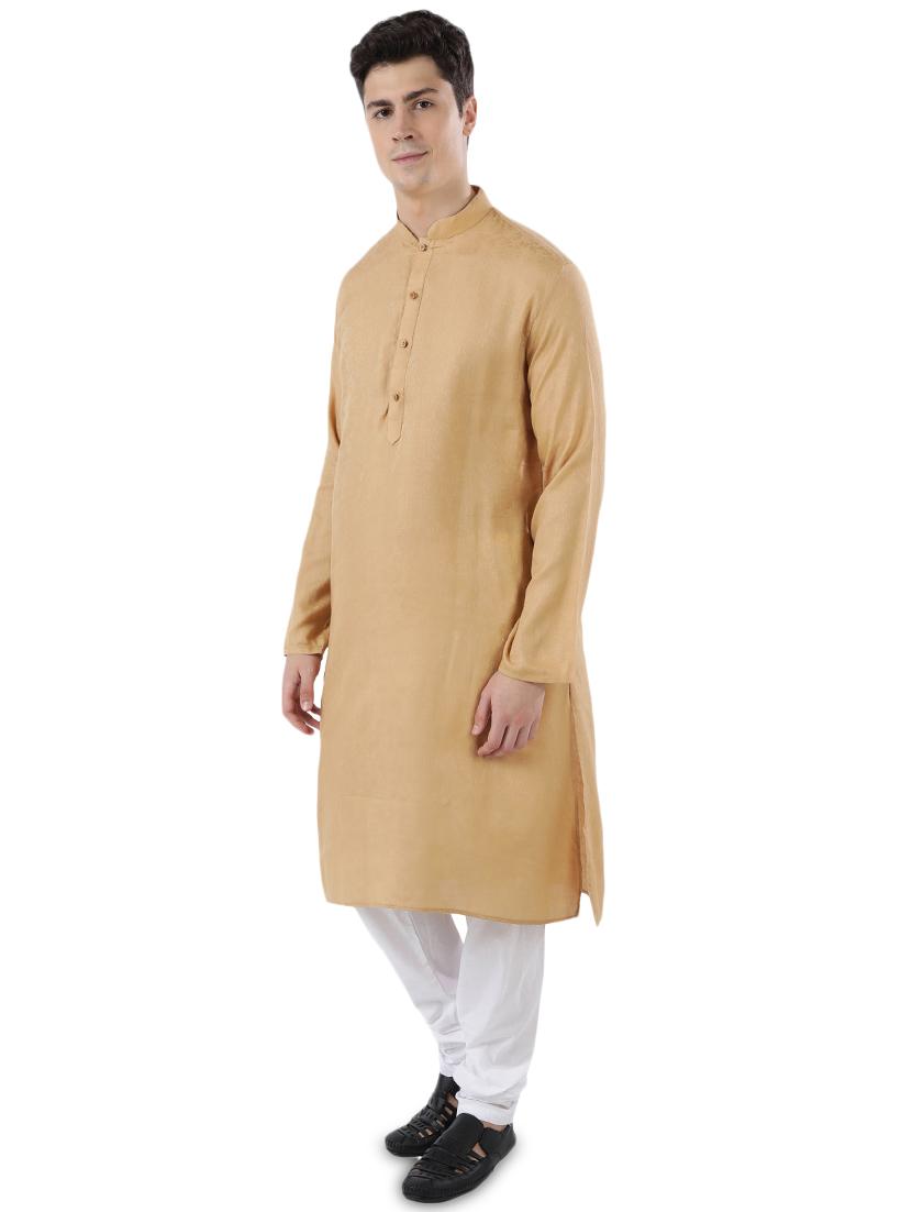 beige jacquard long kurta - 17592427 -  Standard Image - 1