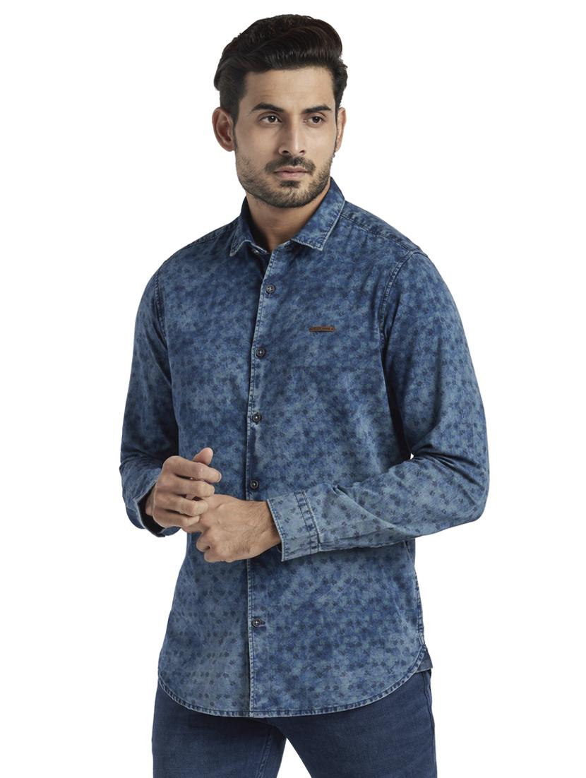 blue printed casual shirt - 17592434 - Standard Image - 1