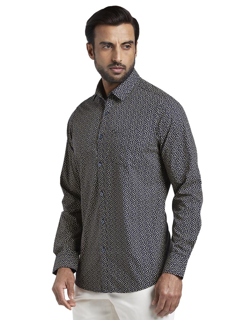 navy blue printed casual shirt - 17592442 -  Standard Image - 1